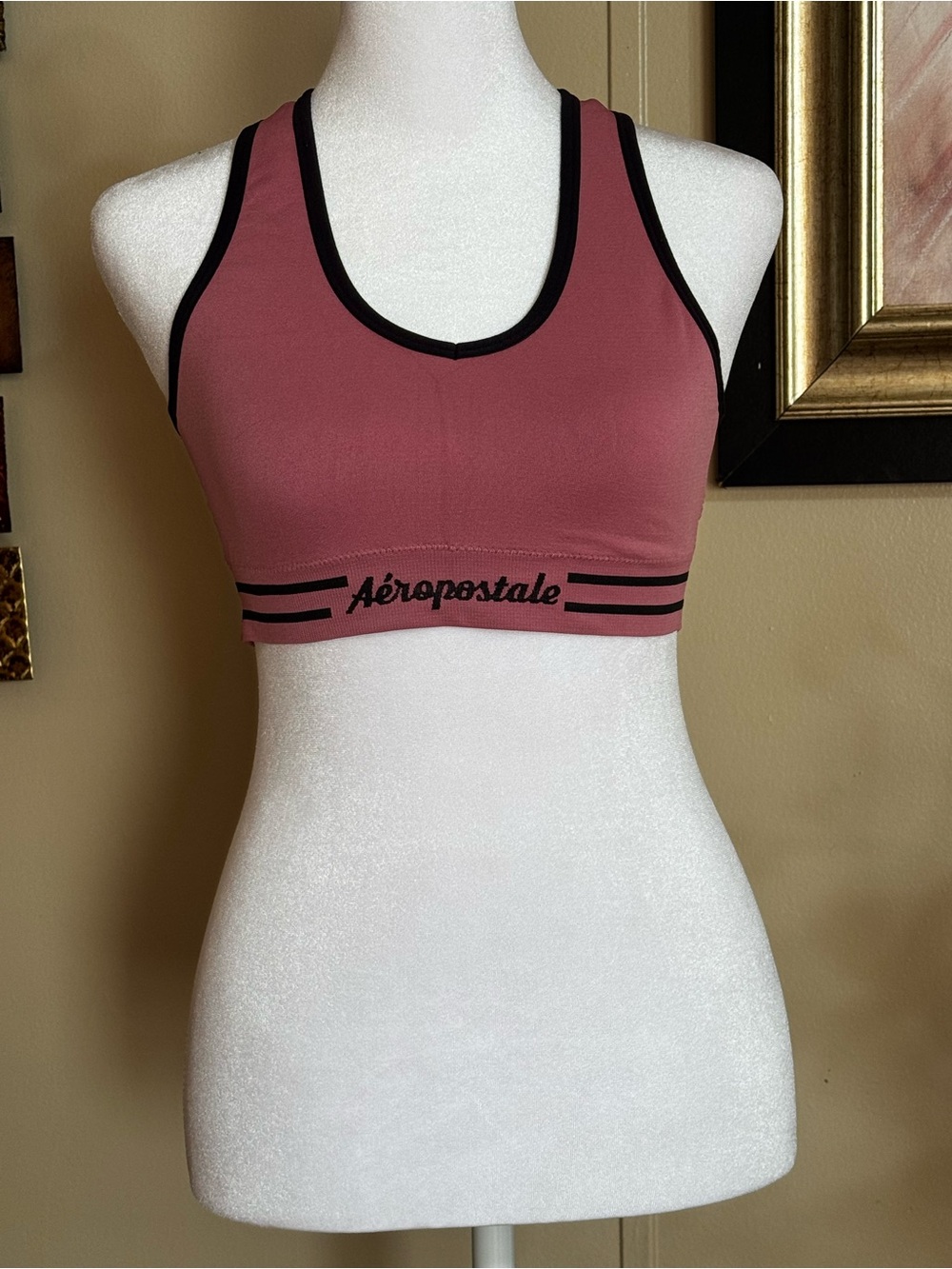 Aeropostale Mauve Pink Sports Bra with Black Trim